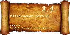 Mittermayer Gerold névjegykártya